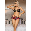 School Night 2 Pc Bra and Skirt Red Black