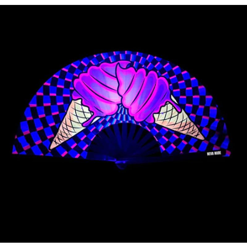 Ice Scream You Scream Blacklight Folding Fan