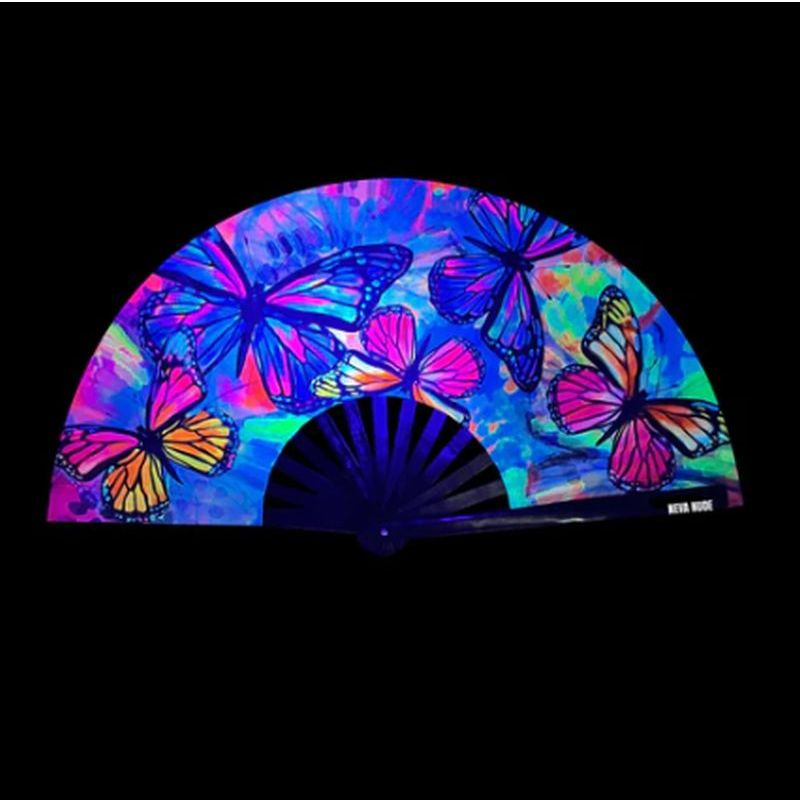 Flutter By Butterfly Blacklight Folding Fan