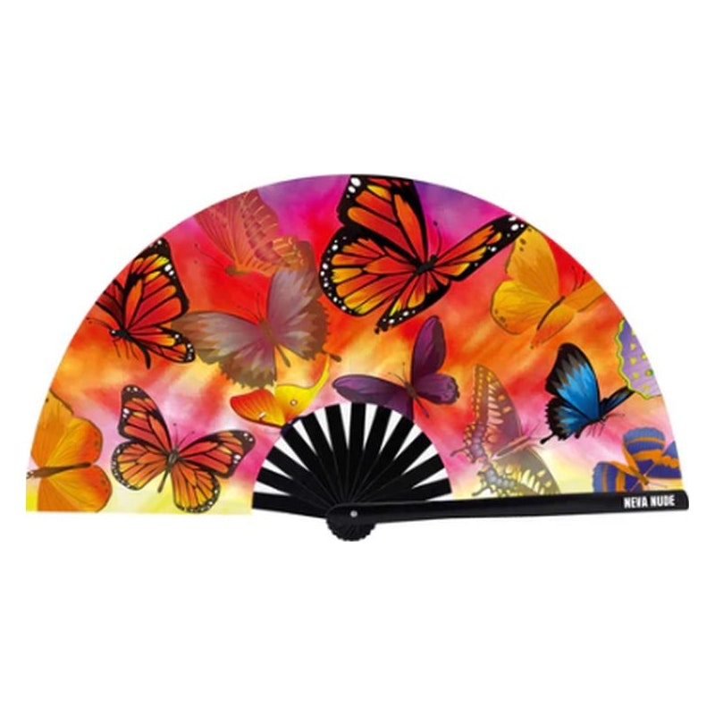 Butterfly Garden Blacklight Folding Fan