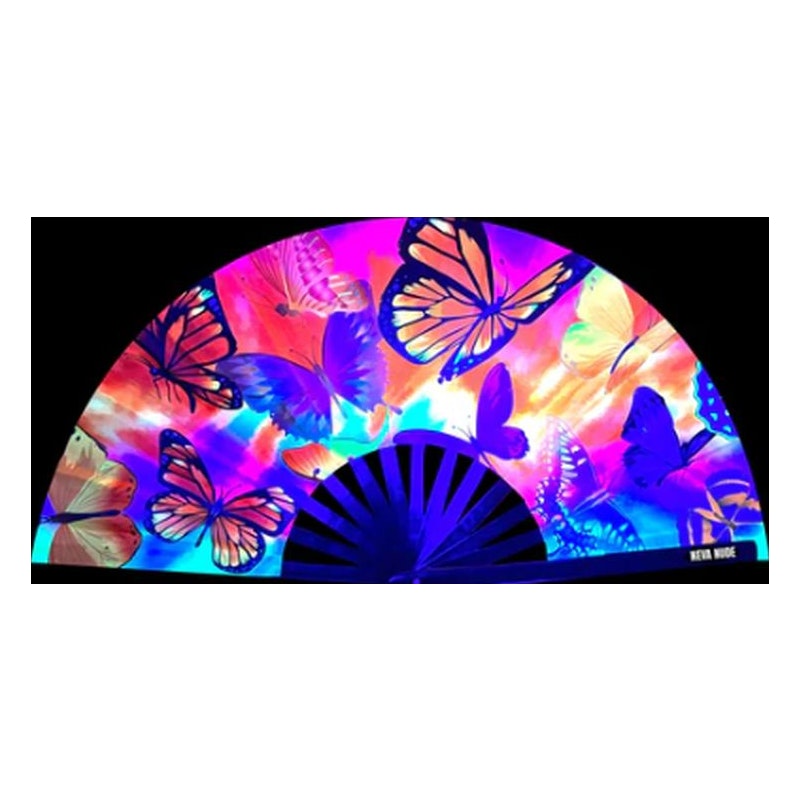 Butterfly Garden Blacklight Folding Fan