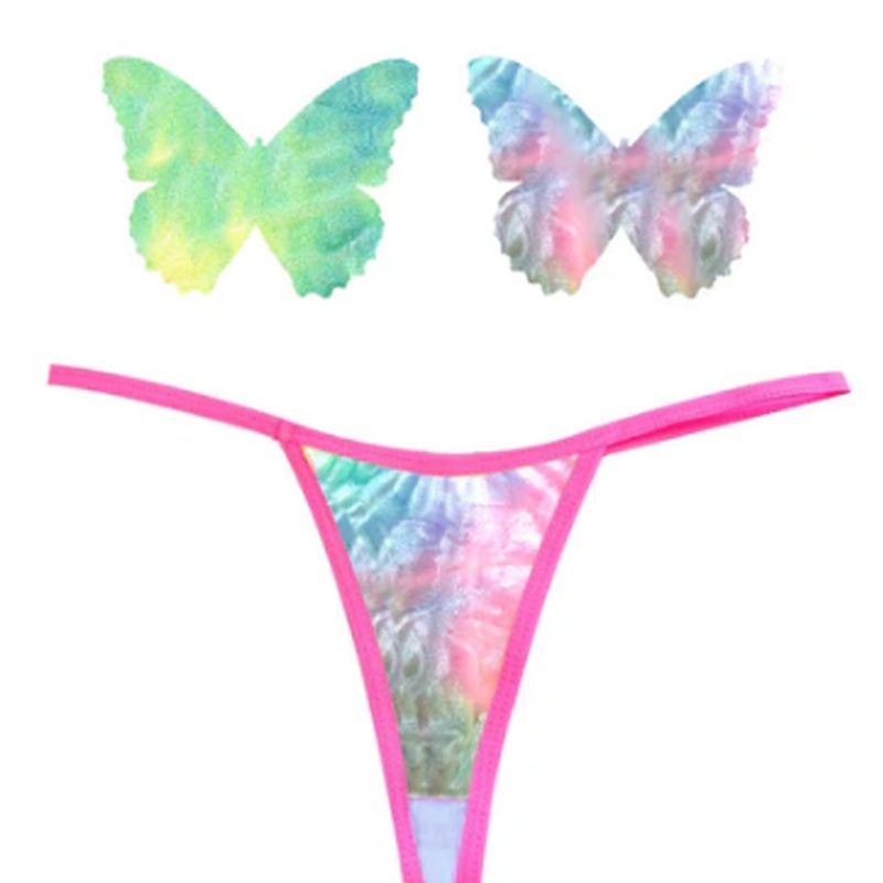 Rainbow Sherbet Tie Die Butterfly Pastie and Panty Set