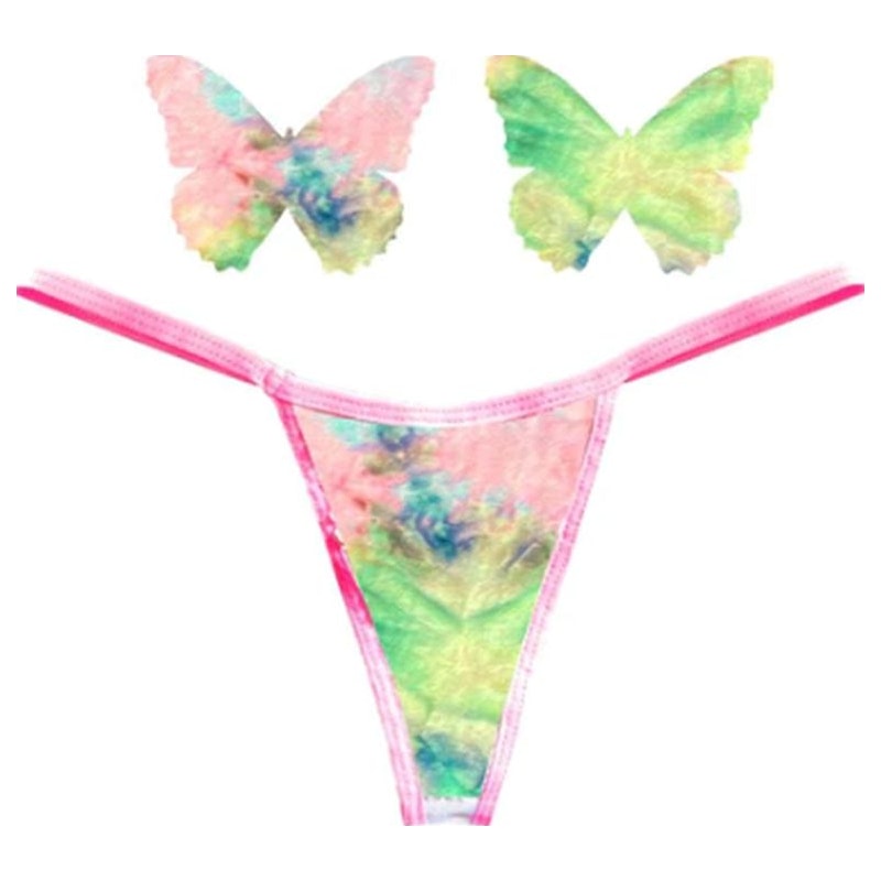 Rainbow Sherbet Tie Die Butterfly Pastie and Panty Set