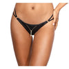 Stretch Wetlook Zip G-String Black