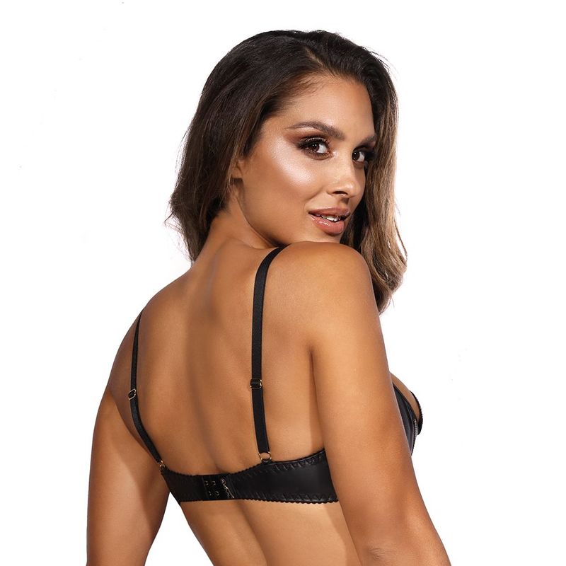 Wetlook Half Cup Zip Bra Black