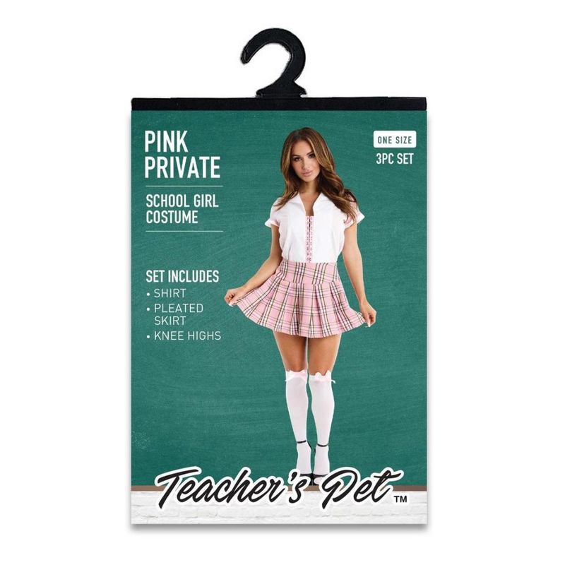 3 Pc Pink Private Schoolgirl Costume