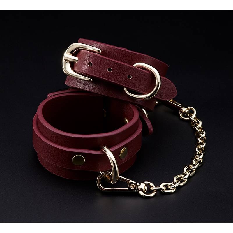 8 Pc Deluxe Bondage Play Kit Burgundy Gold