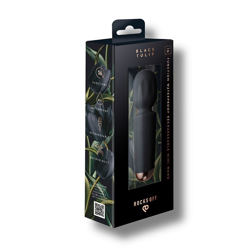 Rechargeable Mini Wand Black Tulip-16MWBRBK