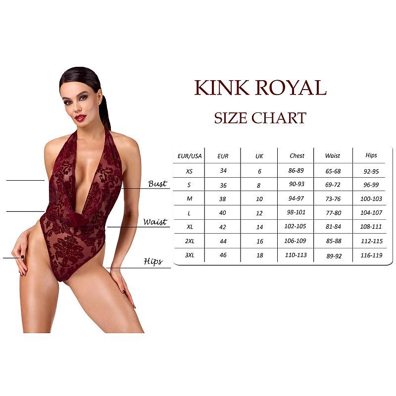 Kink Royal Draped Plunge Bodysuit Red-F386-RED-XS