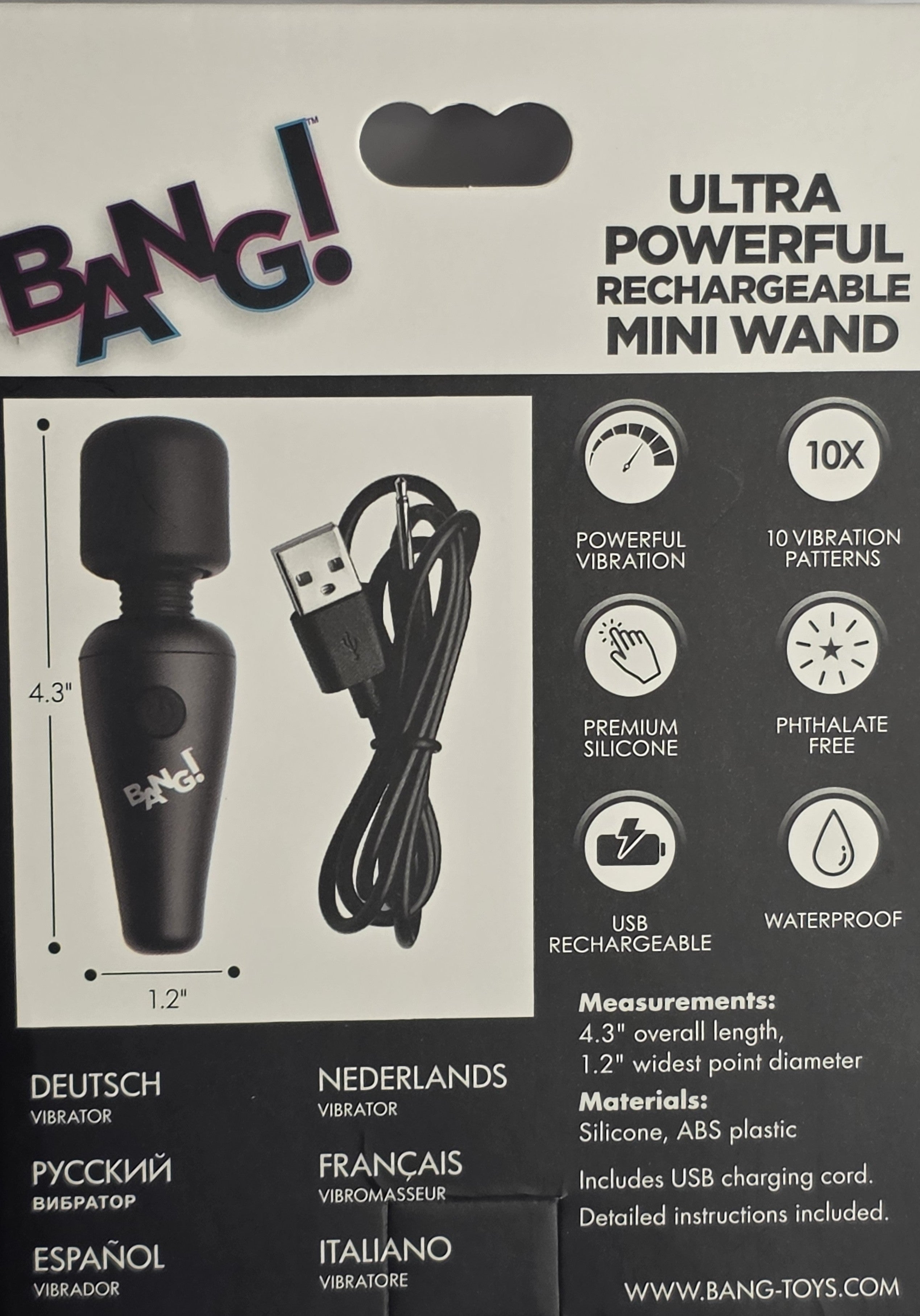 BANG! 10X Vibrating Mini Silicone Wand - Black