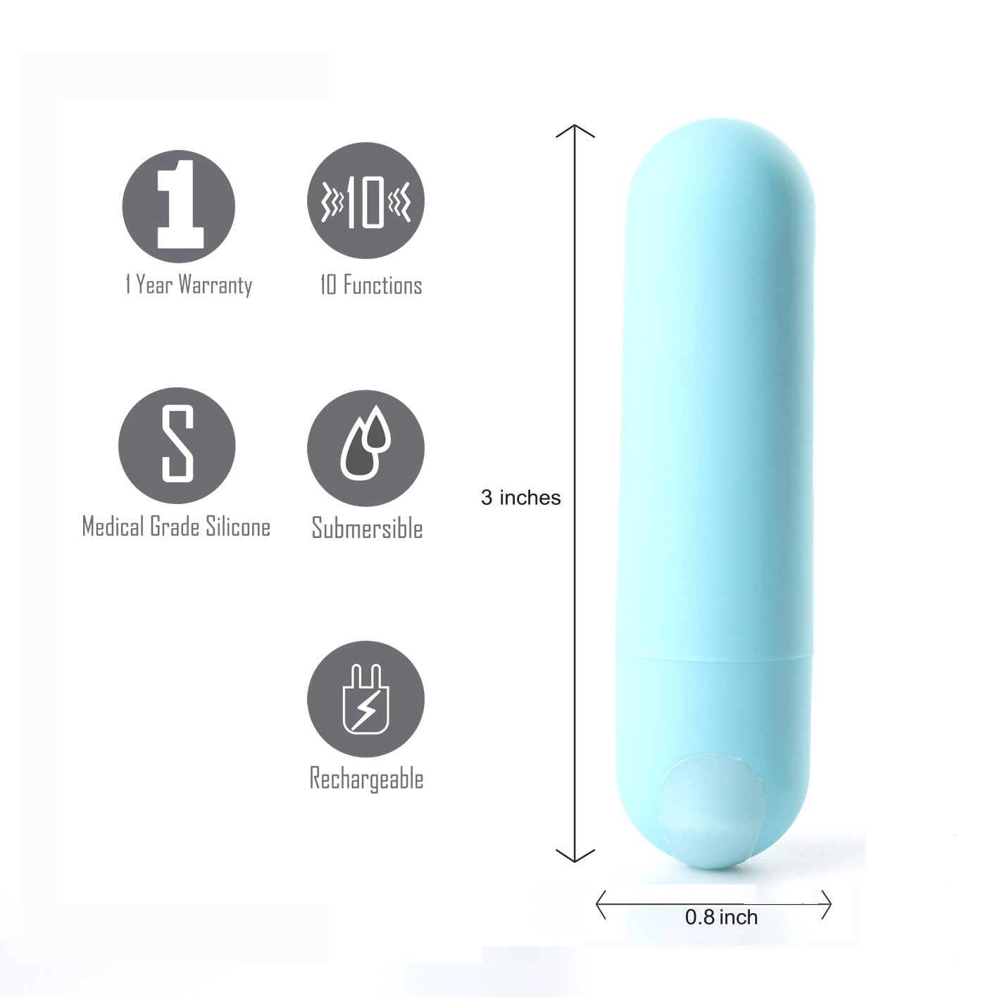 Maia Jessi - Teal Blue 7.6 cm USB Rechargeable Bullet-330-B6