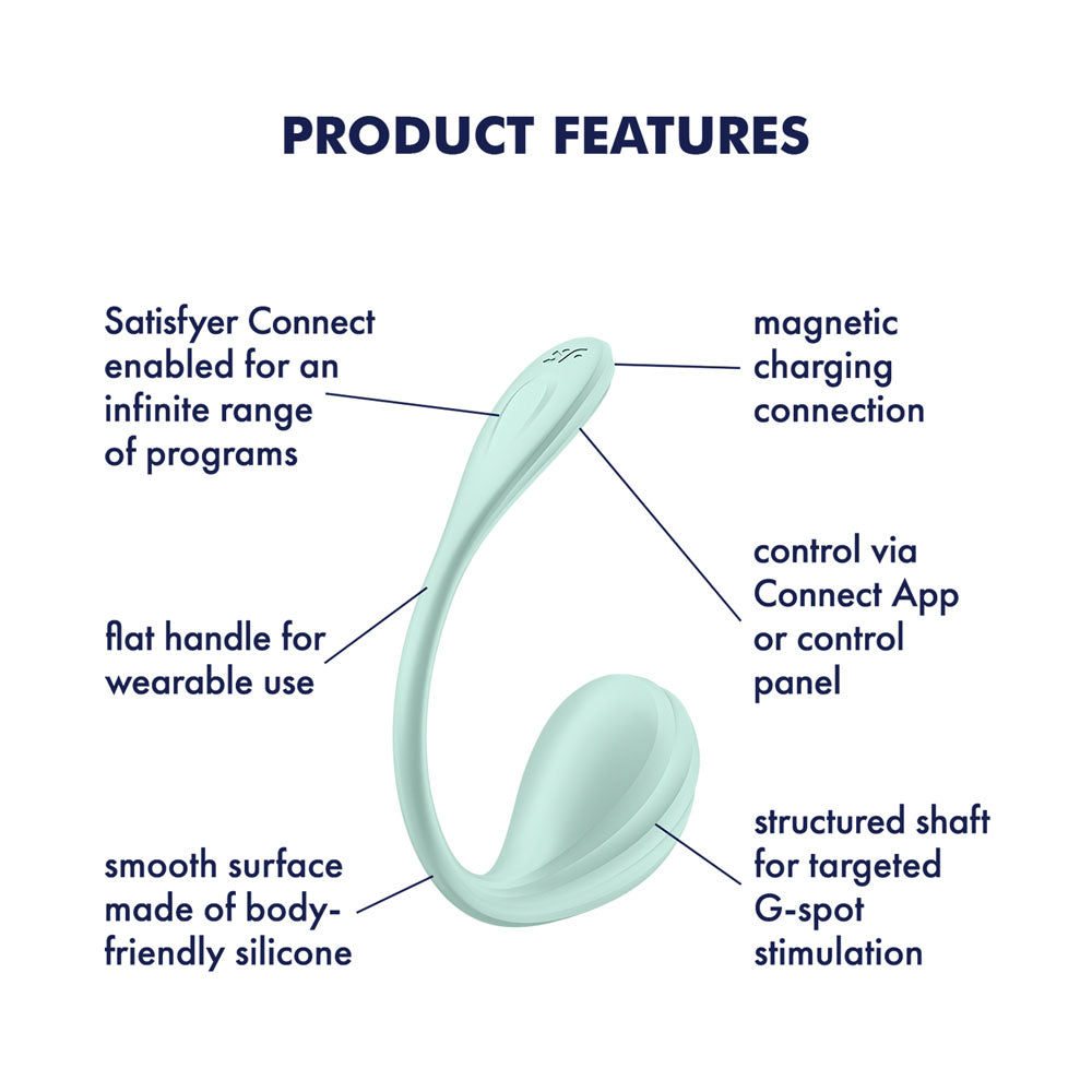 Satisfyer Smooth Petal - Mint - Mint USB Rechargeable Wearable Stimulator with App Control-4002736