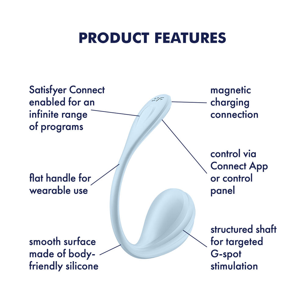 Satisfyer Smooth Petal - Light Blue - Light Blue USB Rechargeable Wearable Stimulator with App Control-4002743