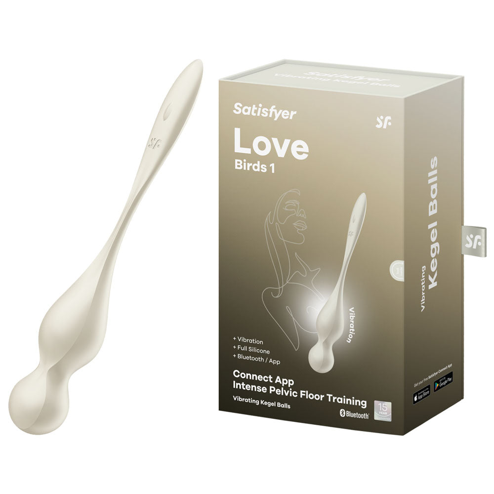 Satisfyer Love Birds 1 - White - White USB Rechargeable Pelvic Floor Trainer with App Control-4002910