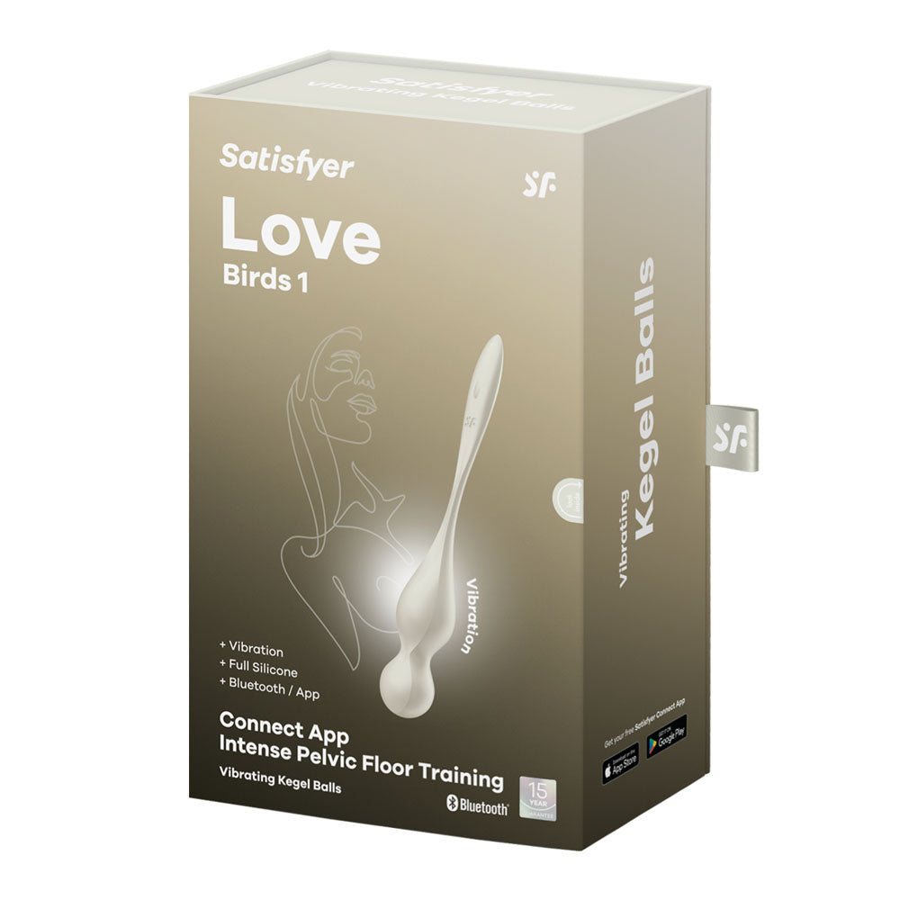 Satisfyer Love Birds 1 - White - White USB Rechargeable Pelvic Floor Trainer with App Control-4002910