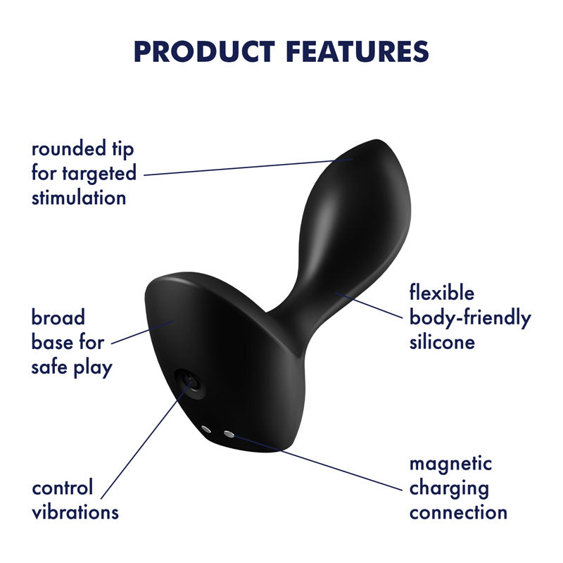 Satisfyer Backdoor Lover - Black USB Rechargeable Vibrating Butt Plug-4004181