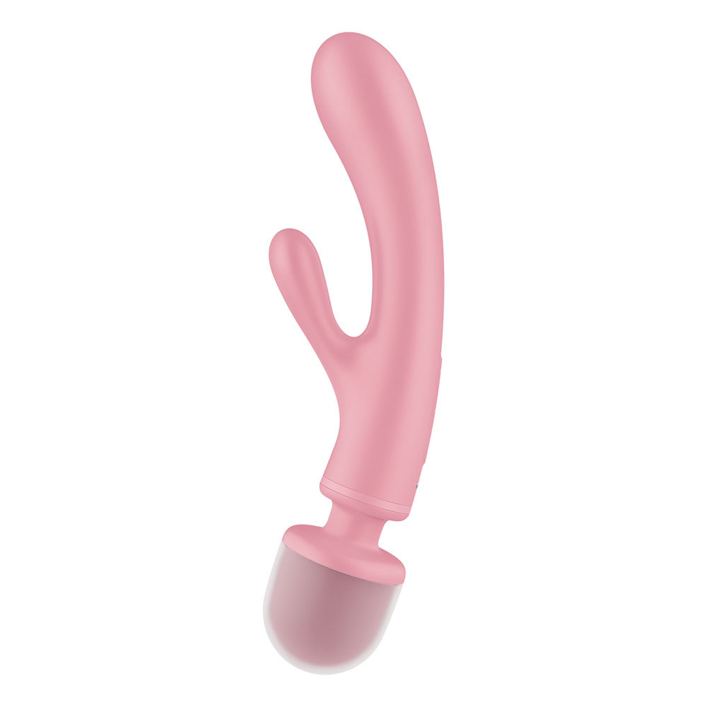 Satisfyer Triple Lover - Pink USB Rechargeable Rabbit Vibrator and Massage Wand-4018218