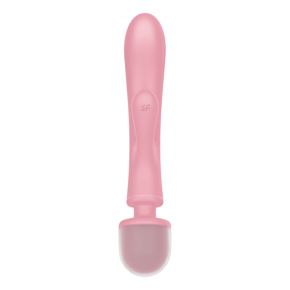 Satisfyer Triple Lover - Pink USB Rechargeable Rabbit Vibrator and Massage Wand-4018218