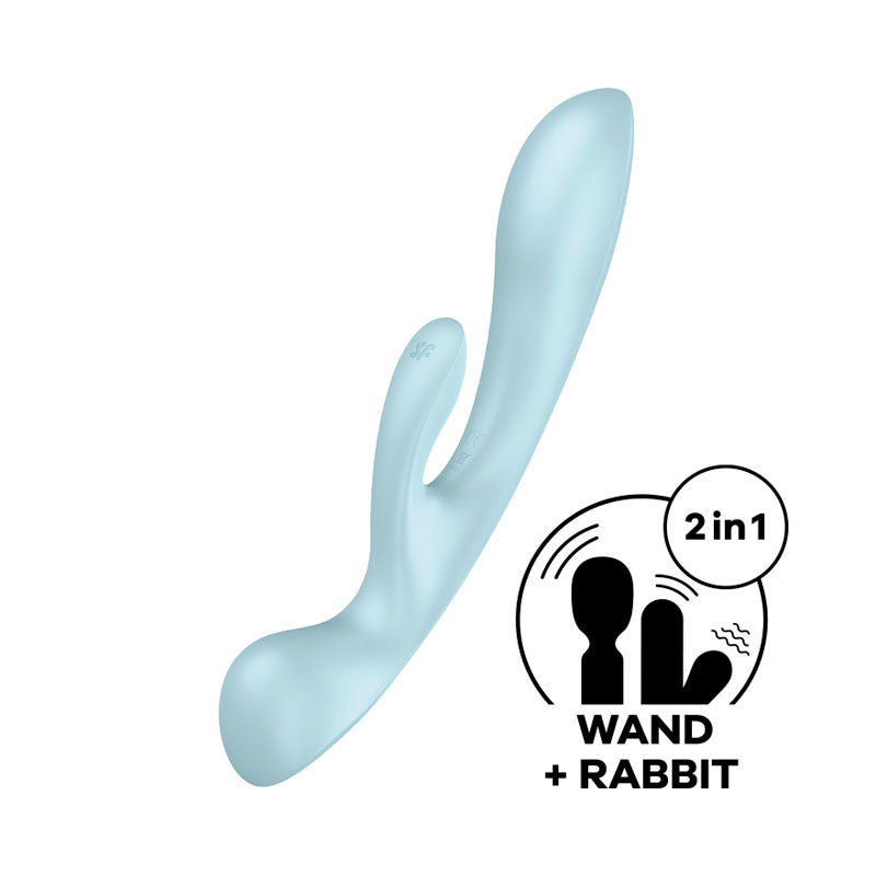 Satisfyer Triple Oh - Light Blue USB Rechargeable Rabbit Vibrator-4018225