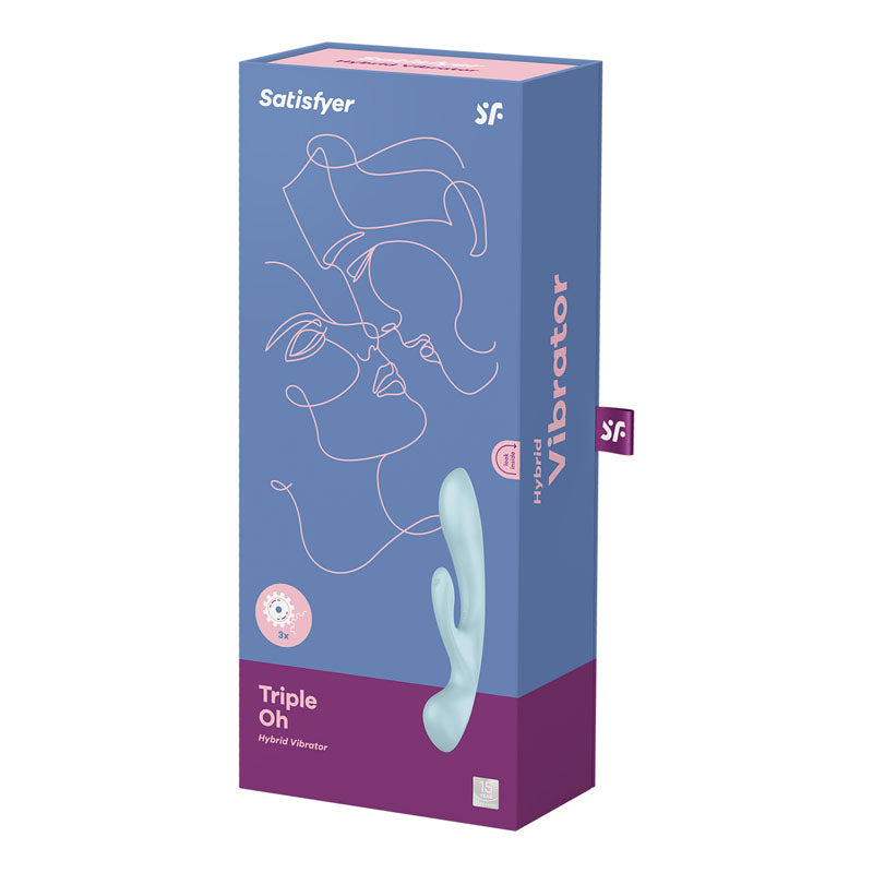 Satisfyer Triple Oh - Light Blue USB Rechargeable Rabbit Vibrator-4018225