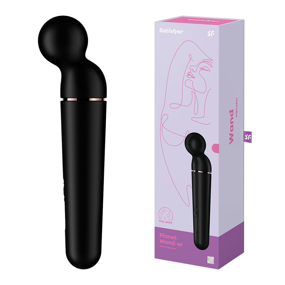 Satisfyer Planet Wand-er - Black - Black/Rose Gold USB Rechargeable Massager Wand-4018553