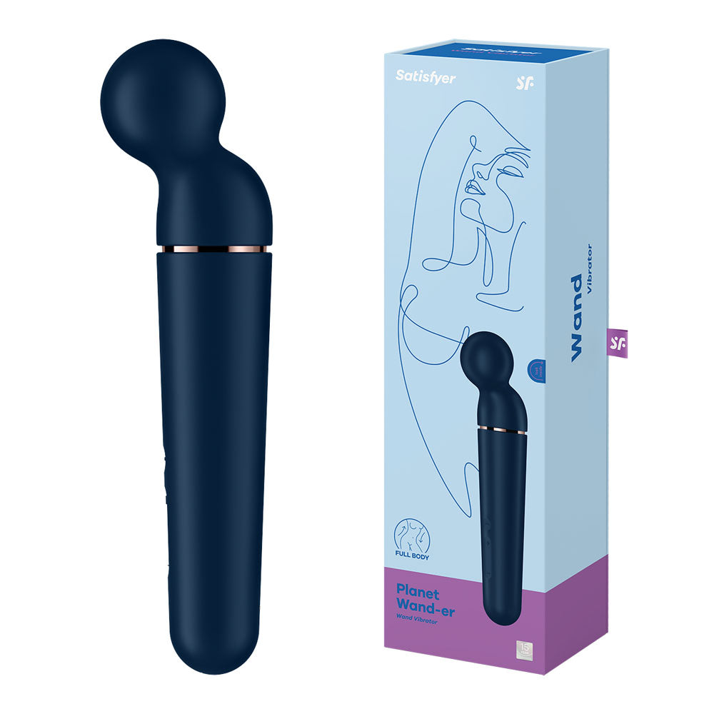 Satisfyer Planet Wand-er - Blue - Blue/Rose Gold USB Rechargeable Massager Wand-4018560