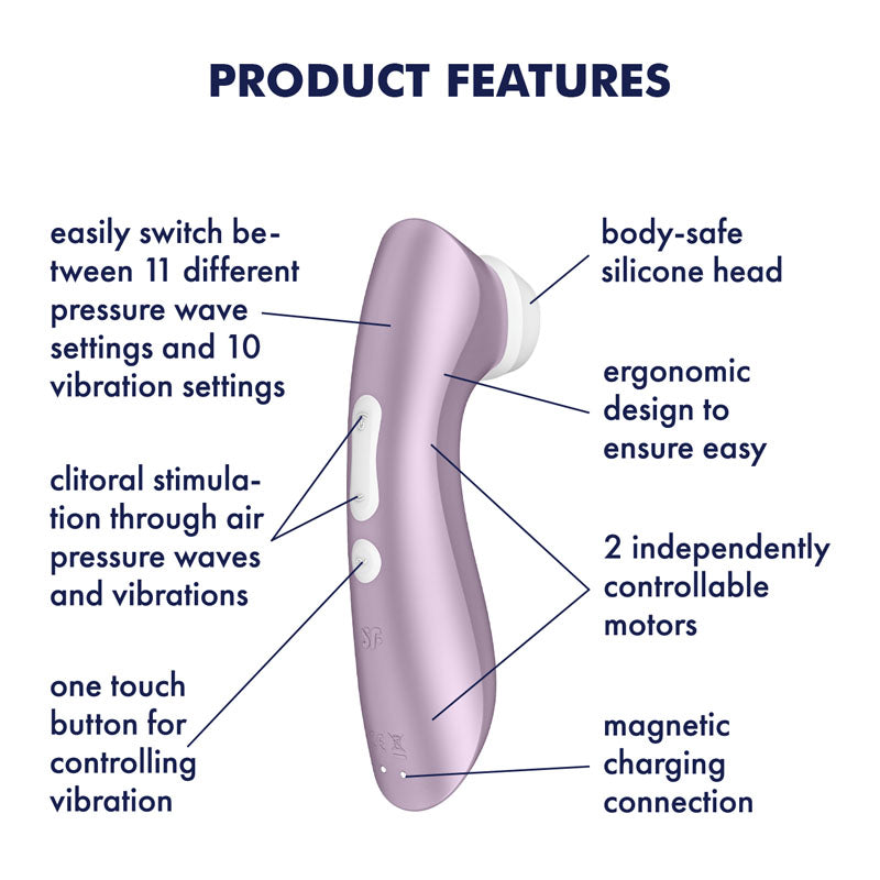 Satisfyer Pro 2+ Purple - Purple Touch-Free USB-Rechargeable Clitoral Stimulator with Vibration-4031330