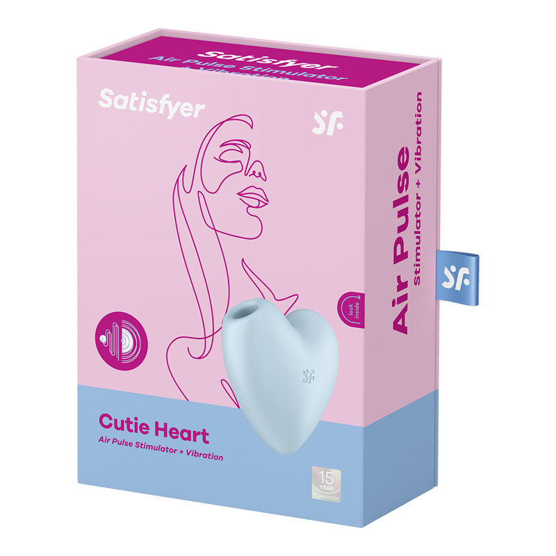 Satisfyer Cutie Heart - Blue - Blue USB Rechargeable Air Pulsation Stimulator with Vibration - 4037271