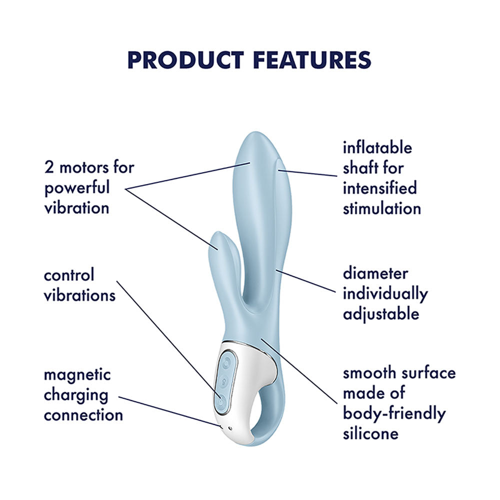 Satisfyer Air Pump Bunny 1 - Blue USB Rechargeable Inflatable Rabbit Vibrator-4038568