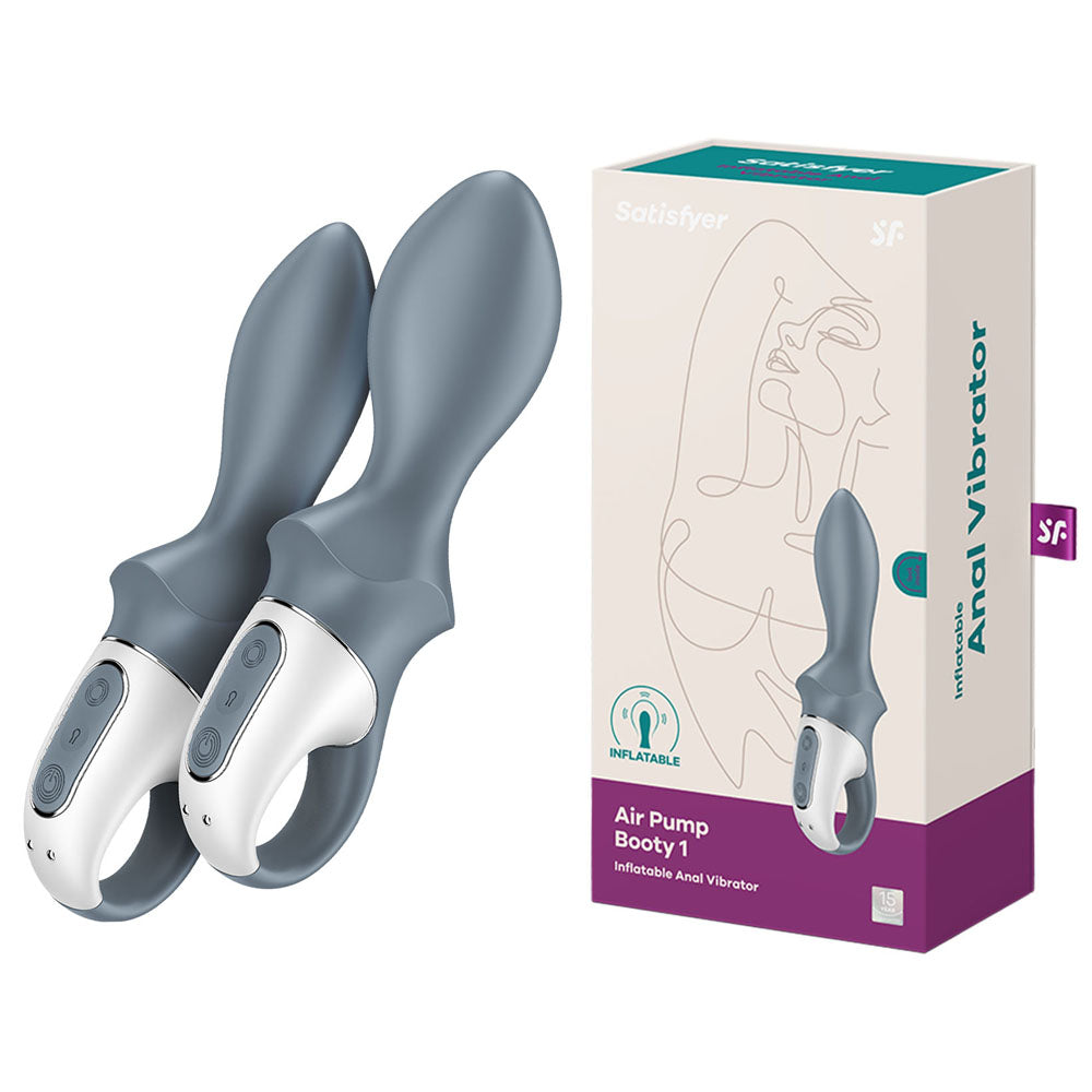Satisfyer Air Pump Booty 1 - Grey USB Rechargeable Inflatable Anal Vibrator-4038636