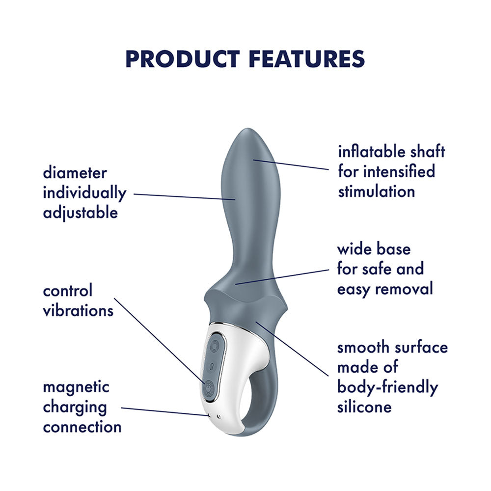 Satisfyer Air Pump Booty 1 - Grey USB Rechargeable Inflatable Anal Vibrator-4038636