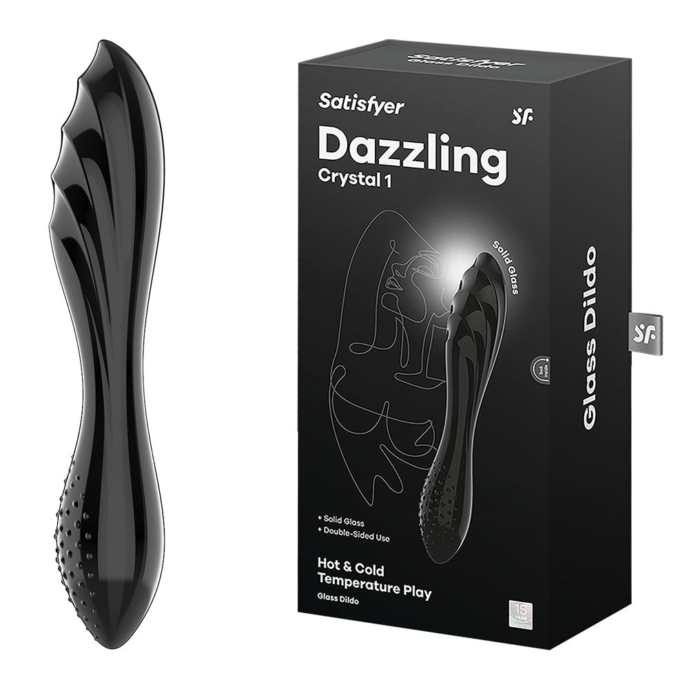 Satisfyer Dazzling Crystal 1 - Black - Black Glass Double Ended Dildo-4045924