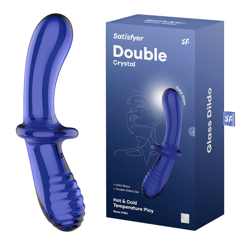 Satisfyer Double Crystal - Blue - Blue Glass Double Ended Dildo-4045931