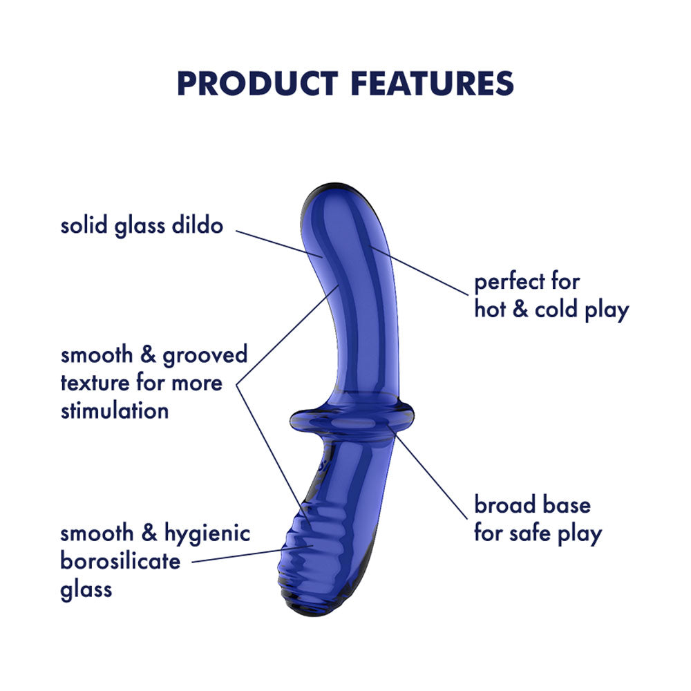 Satisfyer Double Crystal - Blue - Blue Glass Double Ended Dildo-4045931