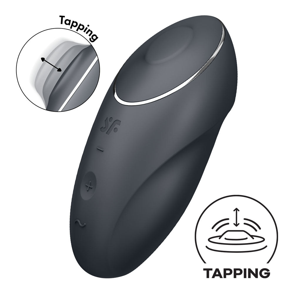 Satisfyer Tap & Climax 1 - Grey - Grey USB Rechargeable Pulsing Stimulator-4046013