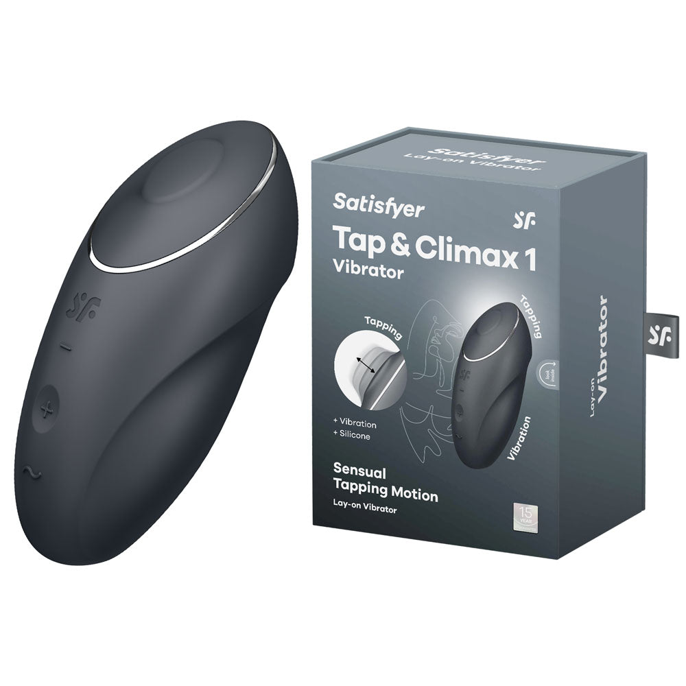 Satisfyer Tap & Climax 1 - Grey - Grey USB Rechargeable Pulsing Stimulator-4046013