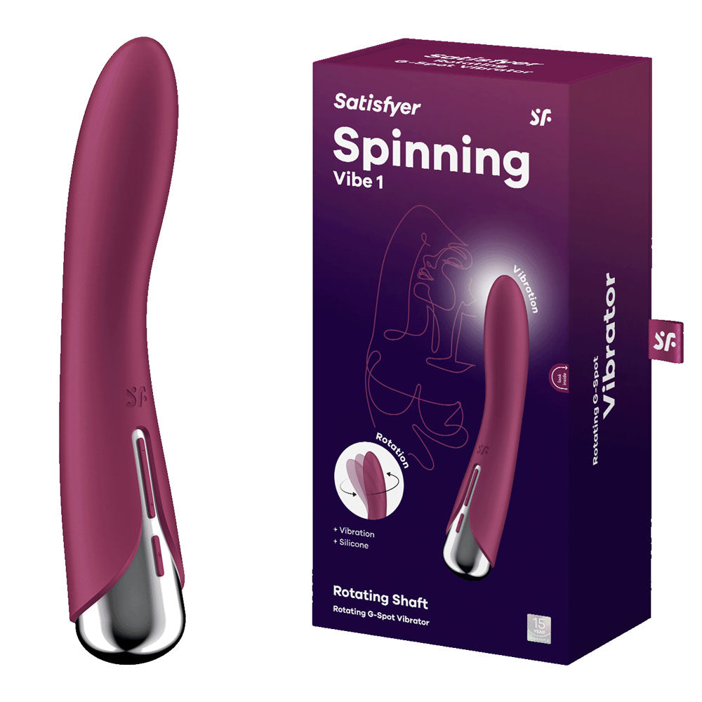 Satisfyer Spinning Vibe 1 - Red - Red 17.8 cm USB Rechargeable Rotating Vibrator-4048697