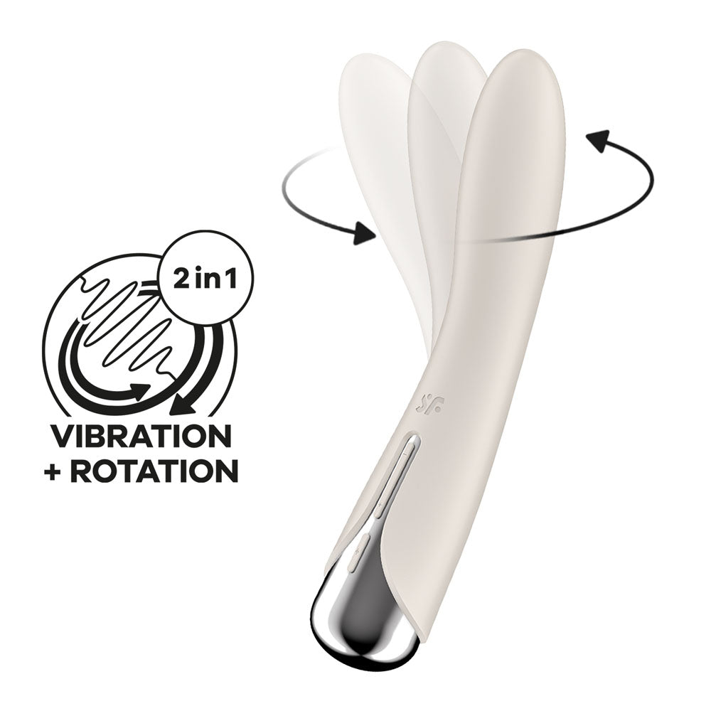 Satisfyer Spinning Vibe 1 - Beige - Beige 17.8 cm USB Rechargeable Rotating Vibrator-4048710