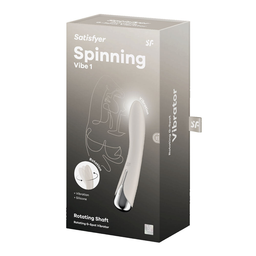 Satisfyer Spinning Vibe 1 - Beige - Beige 17.8 cm USB Rechargeable Rotating Vibrator-4048710