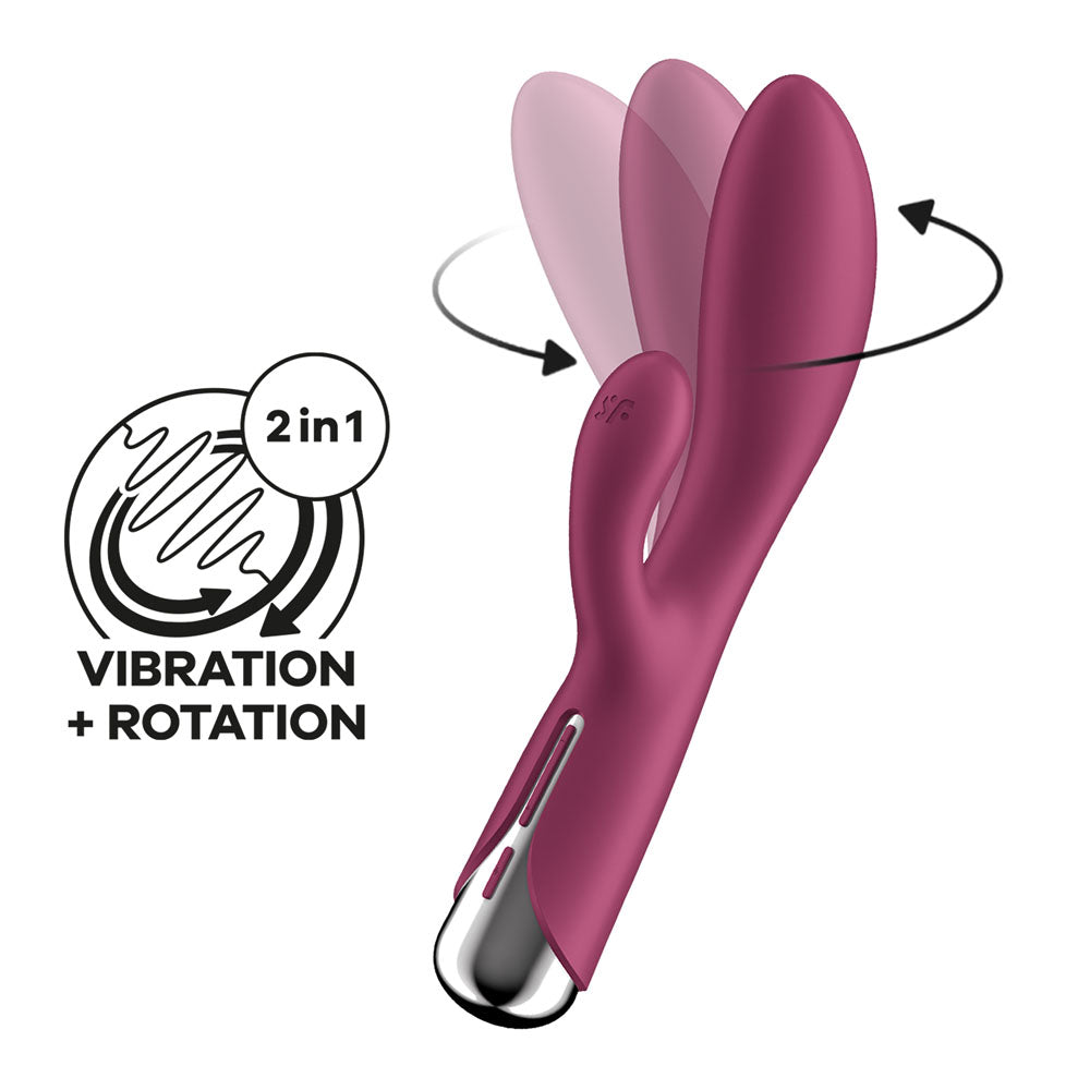 Satisfyer Spinning Rabbit 1 - Red - Red 20 cm USB Rechargeable Rotating Rabbit Vibrator-4048727