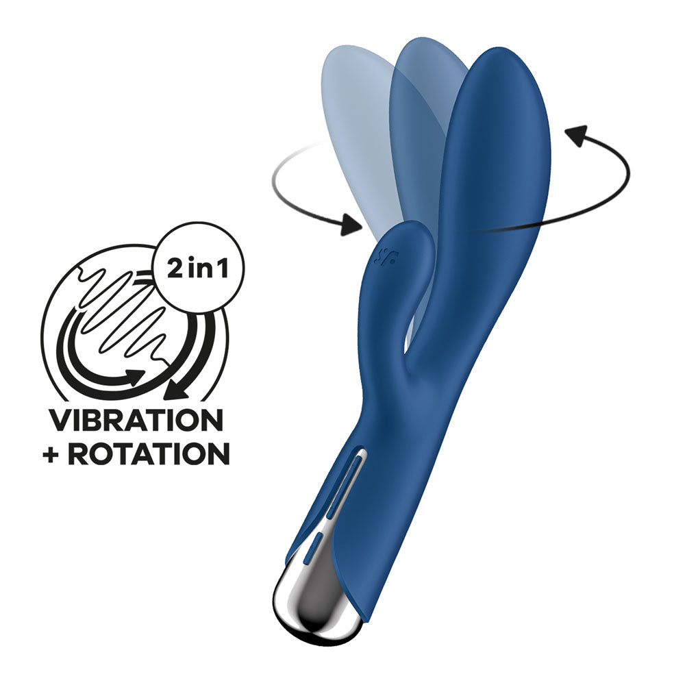 Satisfyer Spinning Rabbit 1 - Blue - Blue 20 cm USB Rechargeable Rotating Rabbit Vibrator-4048734