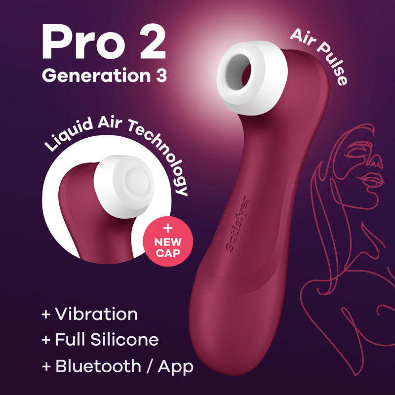 Satisfyer Pro 2 Generation 3 with App Control - Wine Red - Wine Red Touch-Free USB-Rechargeable Clitoral Stimulator-4051840