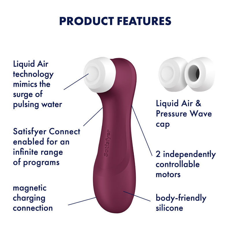 Satisfyer Pro 2 Generation 3 with App Control - Wine Red - Wine Red Touch-Free USB-Rechargeable Clitoral Stimulator-4051840