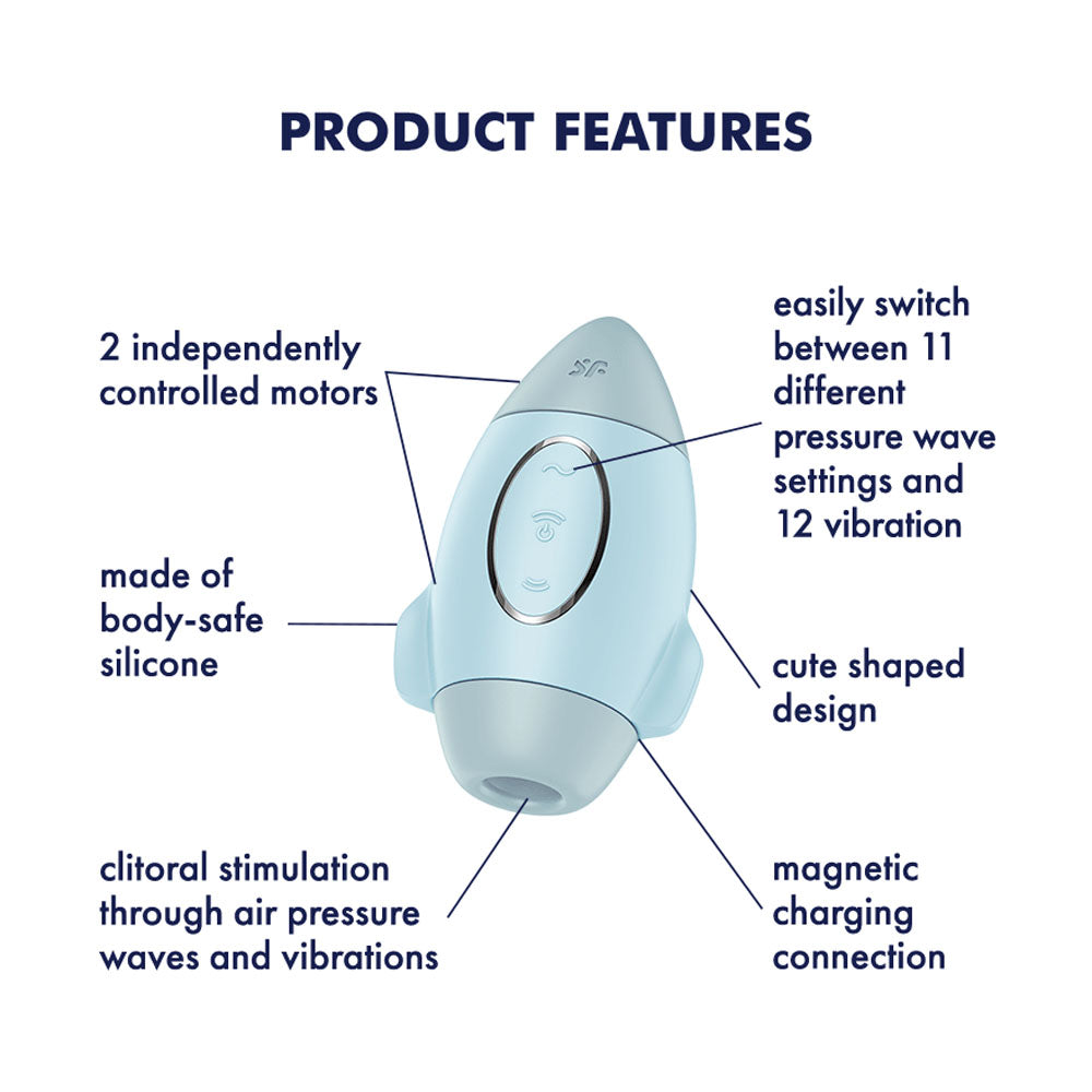 Satisfyer Mission Control - Blue - Blue USB Rechargeable Vibrating Air Pulse Stimulator-4060071