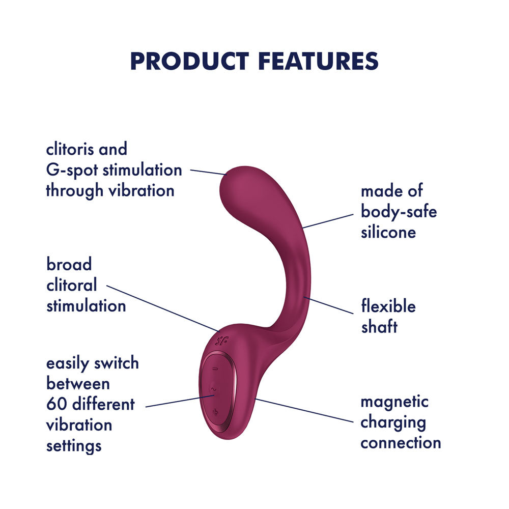 Satisfyer G For Goddess 2 - Wine Red - Wine Red 18.8 cm USB Rechargeable Vibrator with Clit Sti