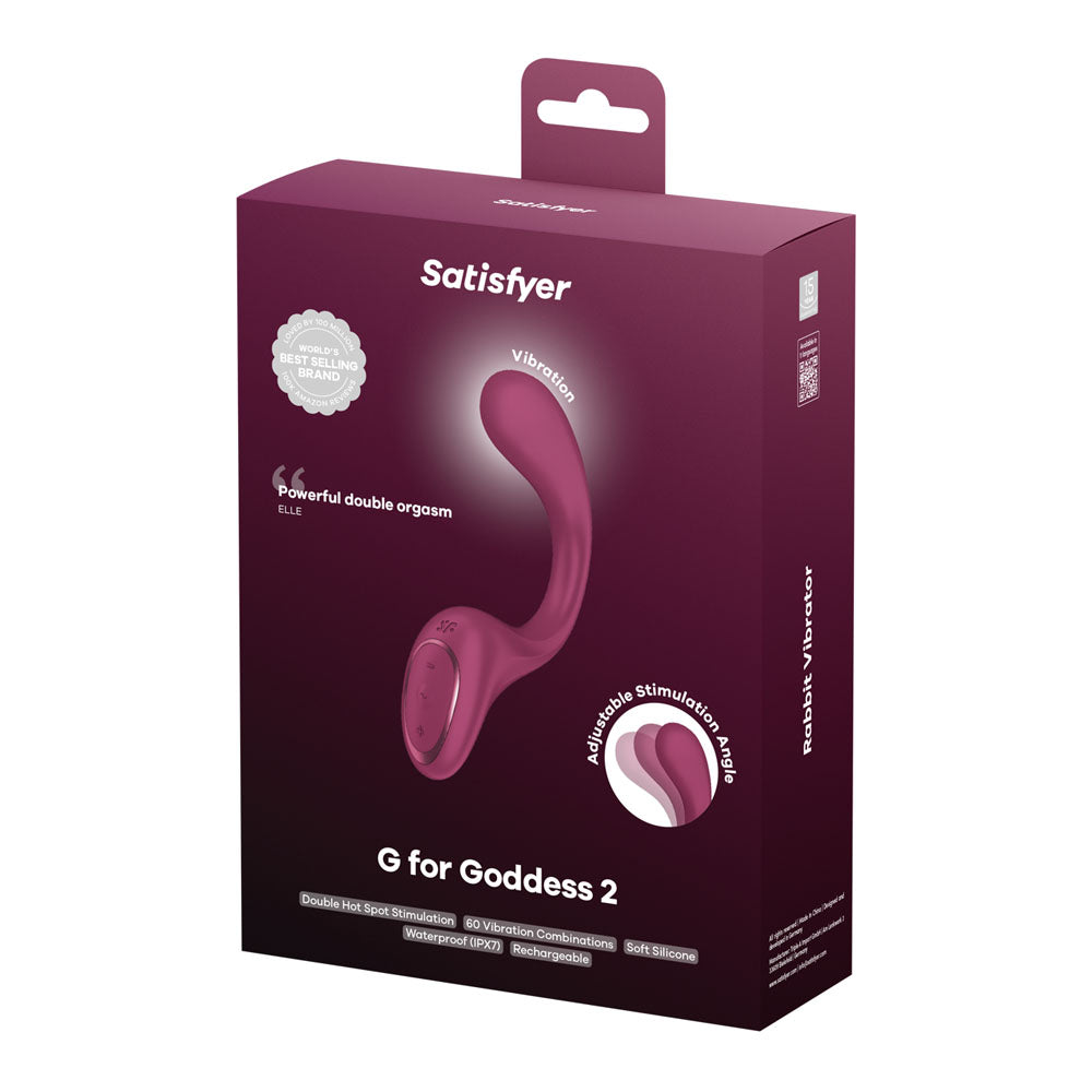 Satisfyer G For Goddess 2 - Wine Red - Wine Red 18.8 cm USB Rechargeable Vibrator with Clit Sti