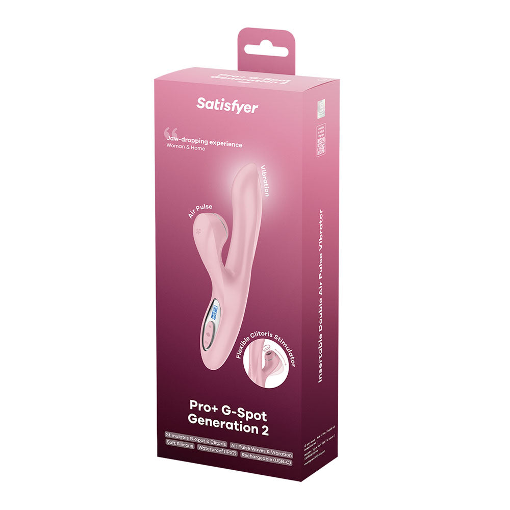 Satisfyer Pro + G-Spot - Pink - Rose Pink 22 cm USB-C Rechargeable Rabbit Vibrator with Touch-Free Clitoral Stimulator - 4082004