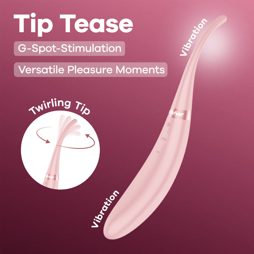 Satisfyer Tip Tease - Rose - Rose USB Rechargeable Vibrator with Twirling Tip-4082356