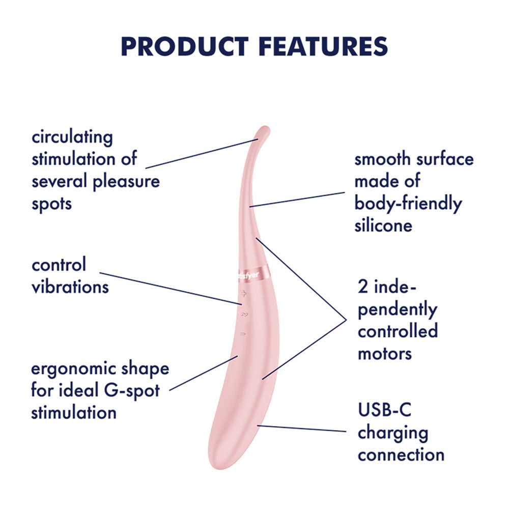 Satisfyer Tip Tease - Rose - Rose USB Rechargeable Vibrator with Twirling Tip-4082356