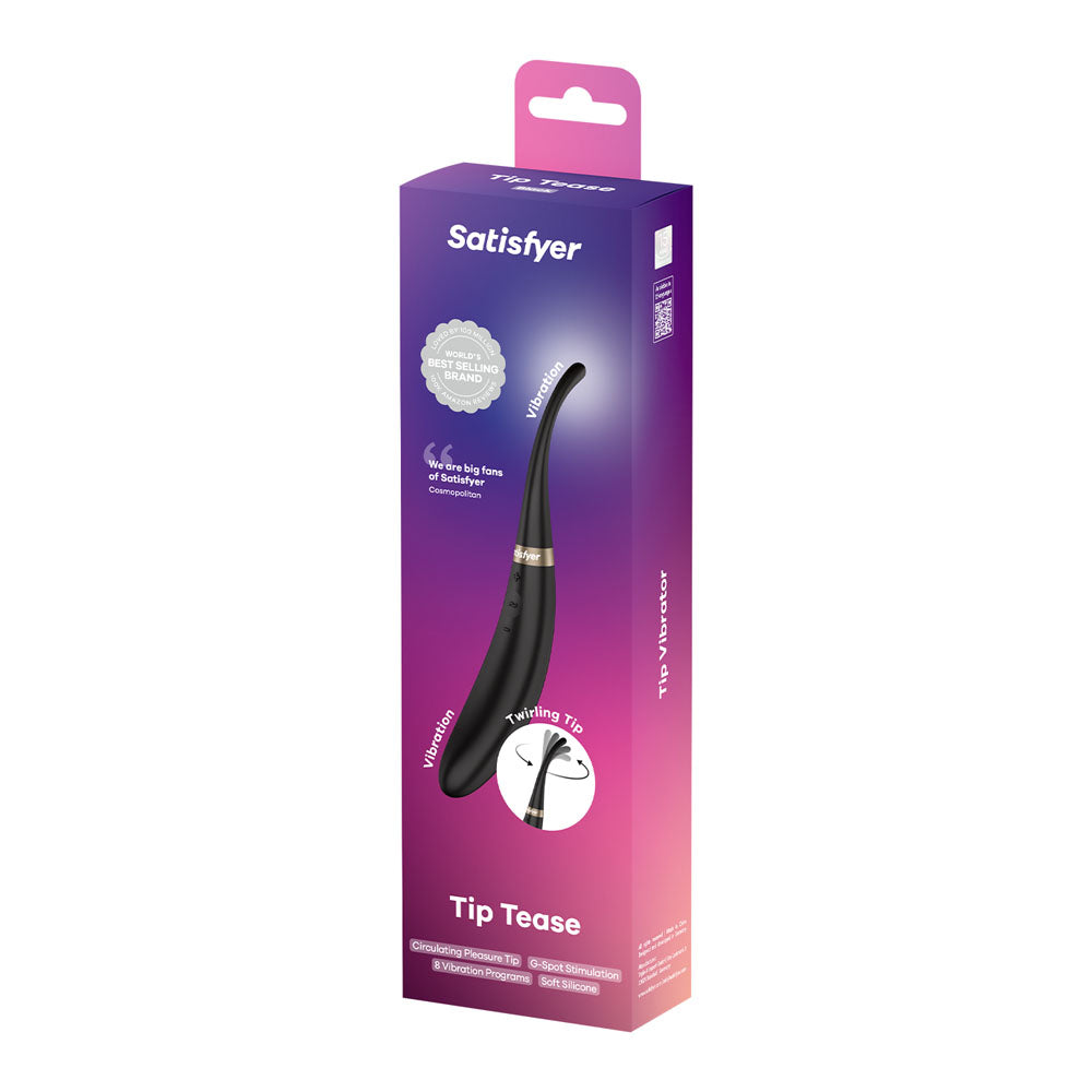 Satisfyer Tip Tease - Black - Black USB Rechargeable Vibrator with Twirling Tip-4082363